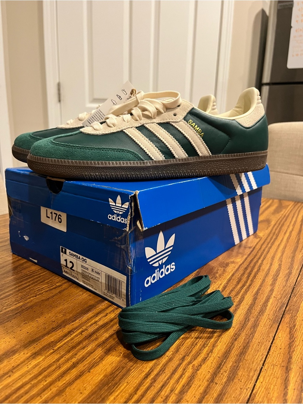 adidas Samba OG Sneakers in Forest Green and Cream